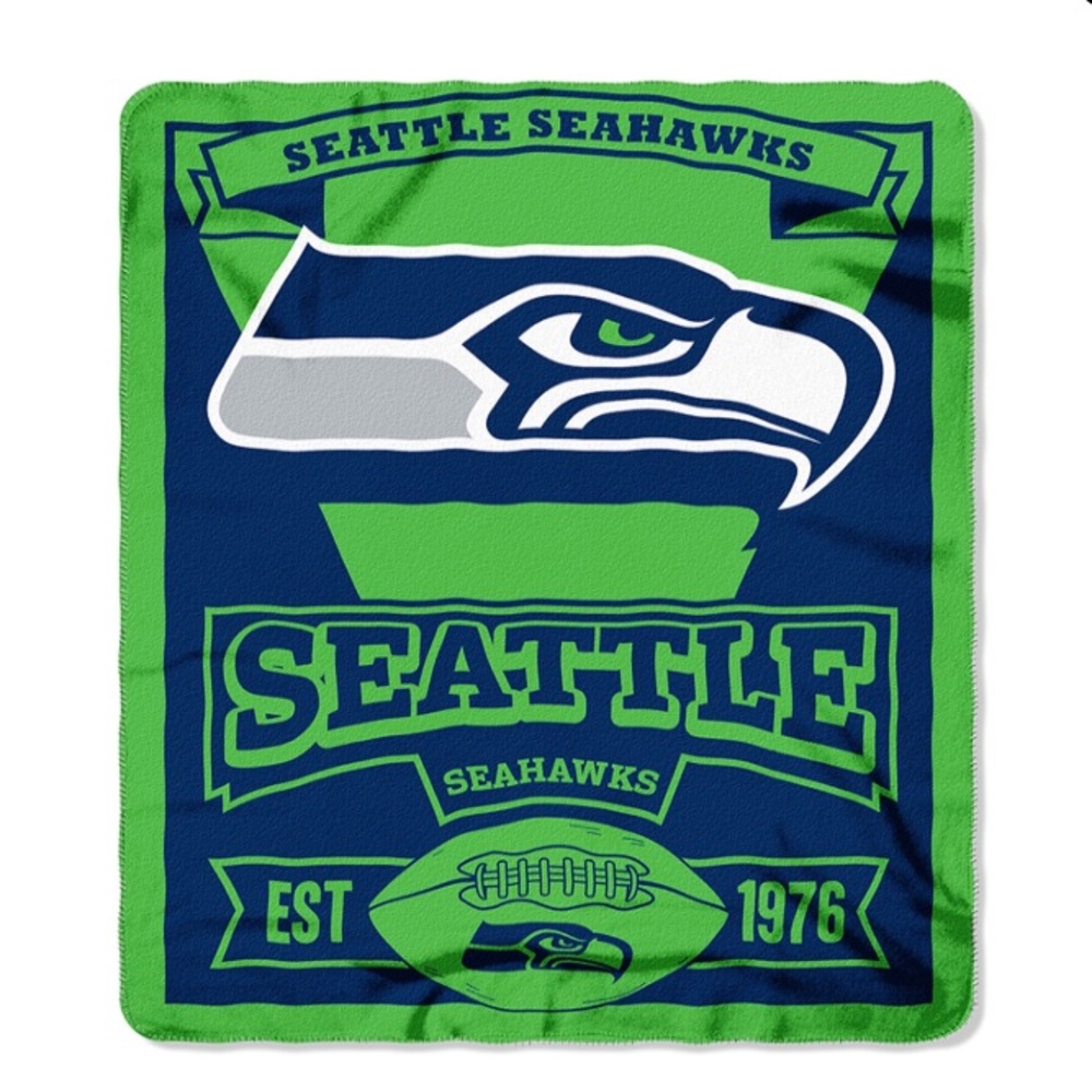 New! TWO Seattle Seahawks fleece throw blankets